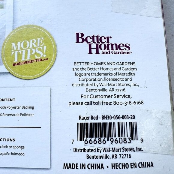 RED Oblong PEVA Tablecloth 60" X 102" Better Homes & Gardens Water-Resistant - Picture 5 of 5